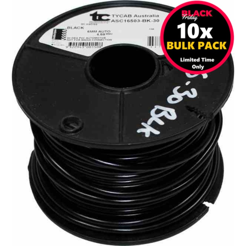 Buy 10x 30M x 6mm Single Negative Battery Cable Black MyDeal
