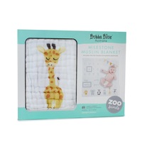Bubba Blue Zoo Animals Milestone Muslin Blanket