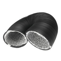 Black PVC Coated Dual Layer Flexible Air Duct - 5 Meters - 152MM (6" Inch) - Ventilation
