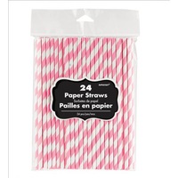 Paper Straws Pink 24 Pack