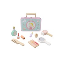 Kaper Kidz Beauty Playset in Tin Case - Pretend Play Wooden Makeup Set for Kids