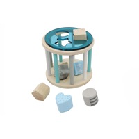 Kaper Kidz - CALM & BREEZY WOODEN ROLLING SHAPE SORTER TOY BLUE