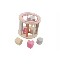 Kaper Kidz - CALM & BREEZY WOODEN ROLLING SHAPE SORTER TOY PINK