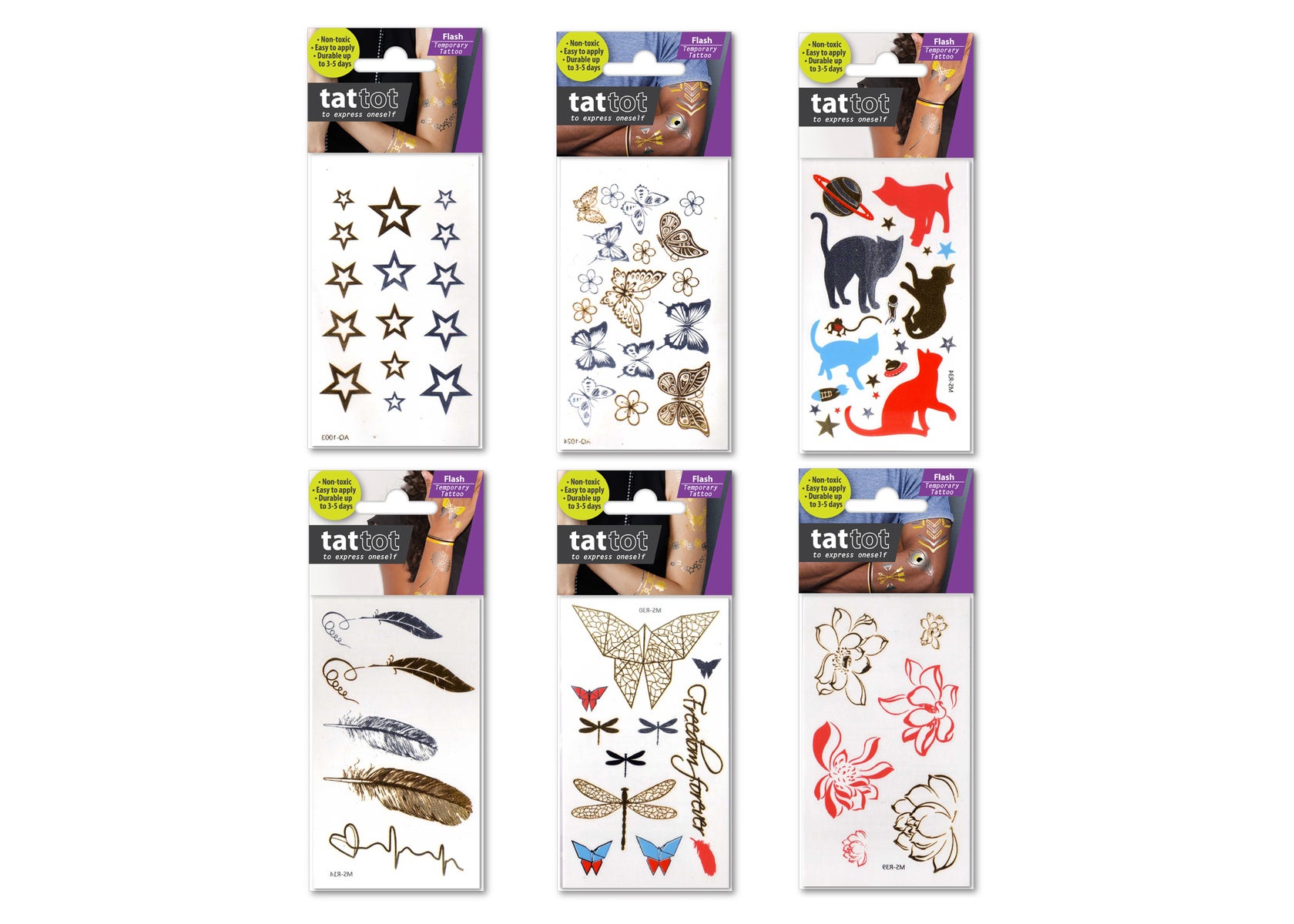 tattot - PRICE FOR 6 ASSORTED TEMPORARY TEMPORARY TATTOO METALLIC FREEDOM FOREVER 
