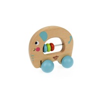 Tooky Toy Wooden Elephant Roller - Fun Rolling Animal Toy for Toddlers
