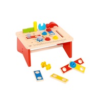 Tooky Toy Wooden Construction Tool Workbench Set - Pretend Play Tool Kit