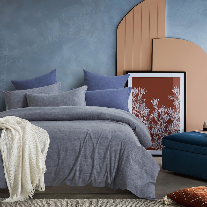 Buy Linen Look Quilt Cover Set Charcoal Grey MyDeal