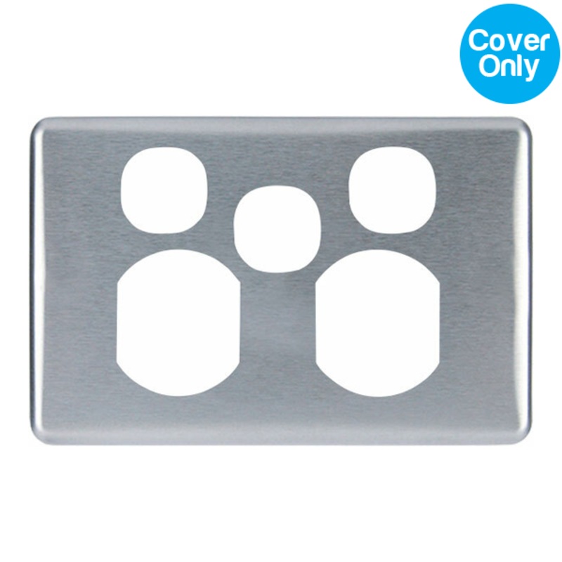 Buy Clipsal Classic Double Powerpoint + Extra Switch Brushed Aluminium Silver Cover MyDeal