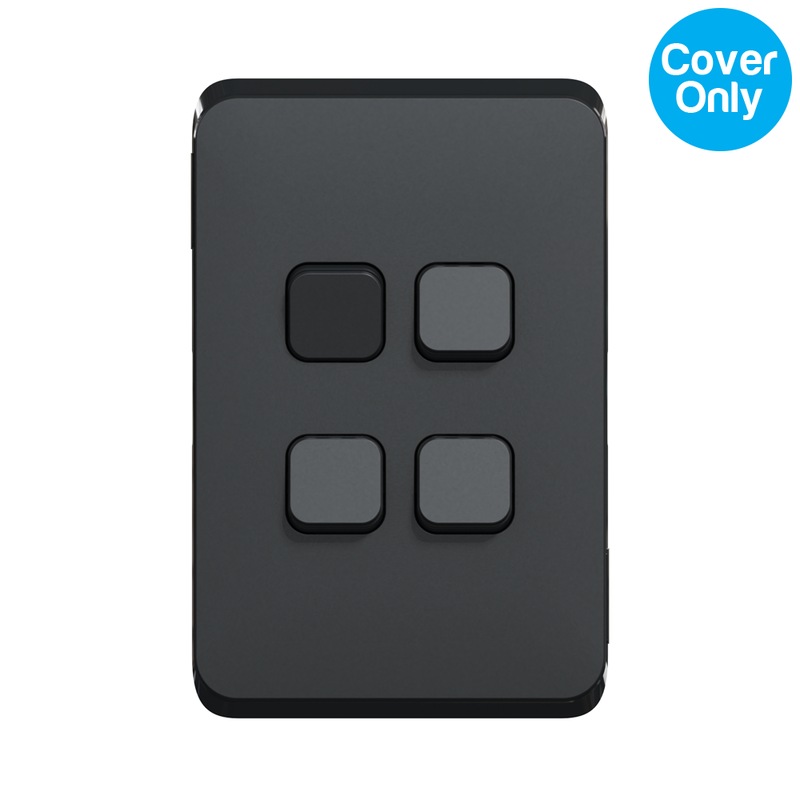 Buy Clipsal Iconic 4 Gang Switch Skin Solid Edge Black MyDeal