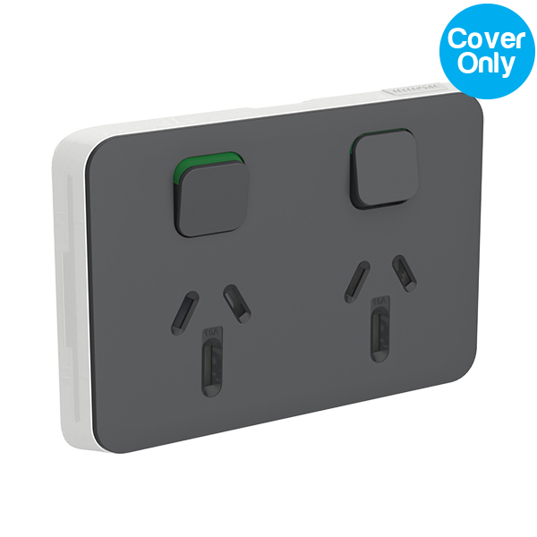 Clipsal Iconic Double Powerpint 15A Skin Anthracite