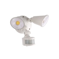 Defender 20W Tri Colour LED Twin Exterior Security Light With PIR Sensor White
