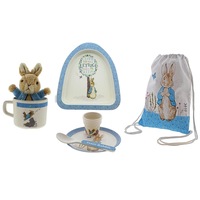 Beatrix Potter Peter Rabbit Mug Egg Cup Plate Plush Gift Set Carry Library Drawstring Bag