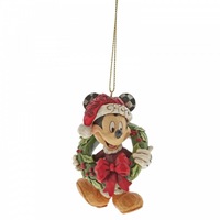 Disney Traditions Mickey Mouse With Wreath Hanging Christmas Ornament A30355