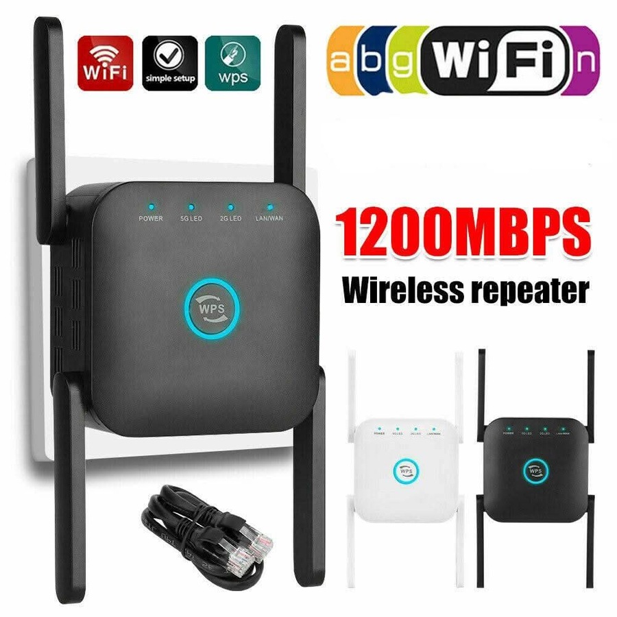 1200Mbps Dual Band Wireless WiFi Extender Repeater Router Range Signal Booster