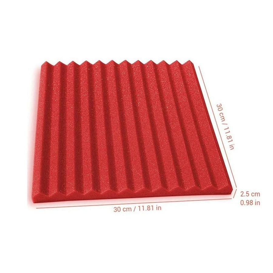 48 Acoustic Soundproof Foam Sound Absorbing Panels 30x30x2.5cm - Red