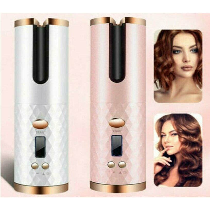 Auto Cordless Rotating Hair Curler Waver Curling Iron Wireless LCD Ceramic