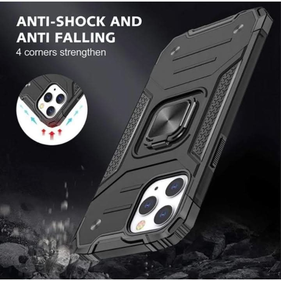 Black Shockproof Ring Case Stand Cover for iPhone 11 Pro