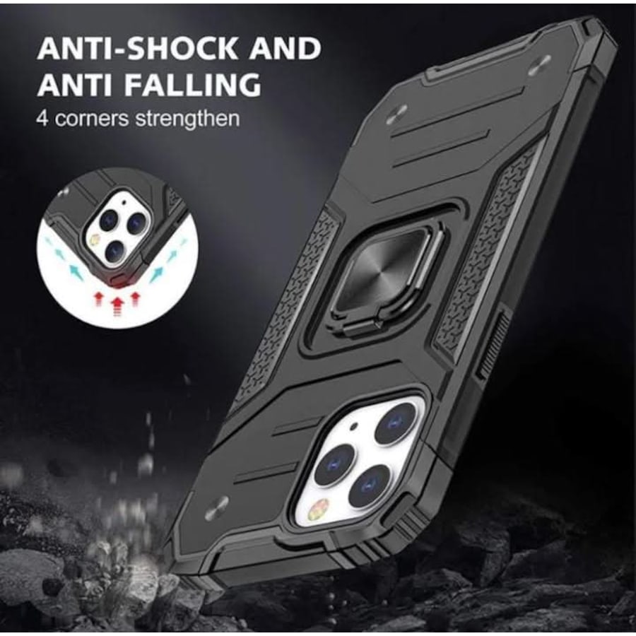 Black Shockproof Ring Case Stand Cover for iPhone 11 Pro