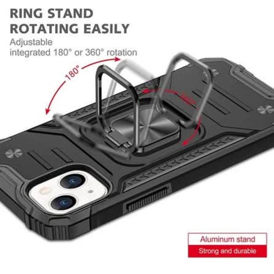 Black Shockproof Ring Case Stand Cover for iPhone 11 Pro
