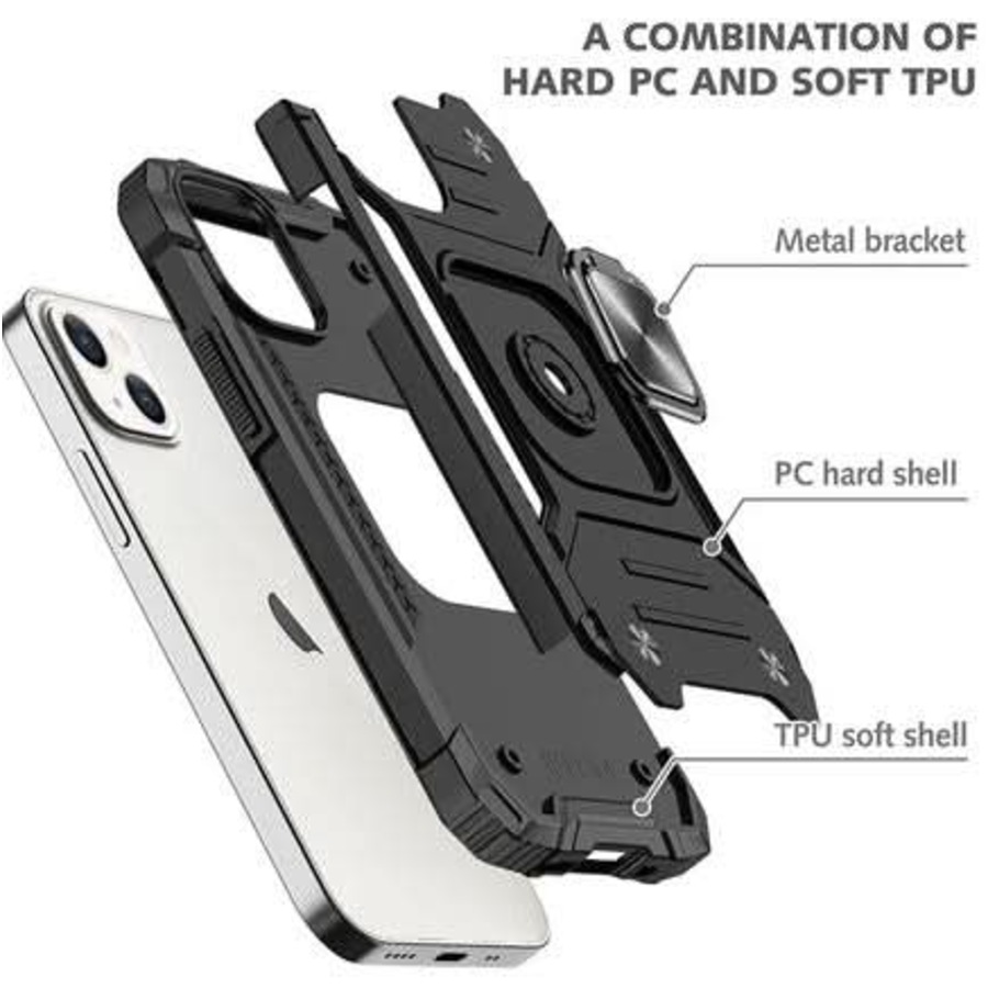 Black Shockproof Ring Case Stand Cover for iPhone 11 Pro