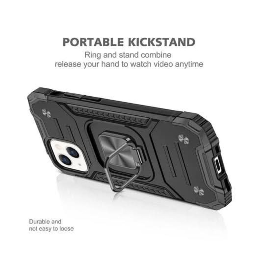 Black Shockproof Ring Case Stand Cover for iPhone 11 Pro