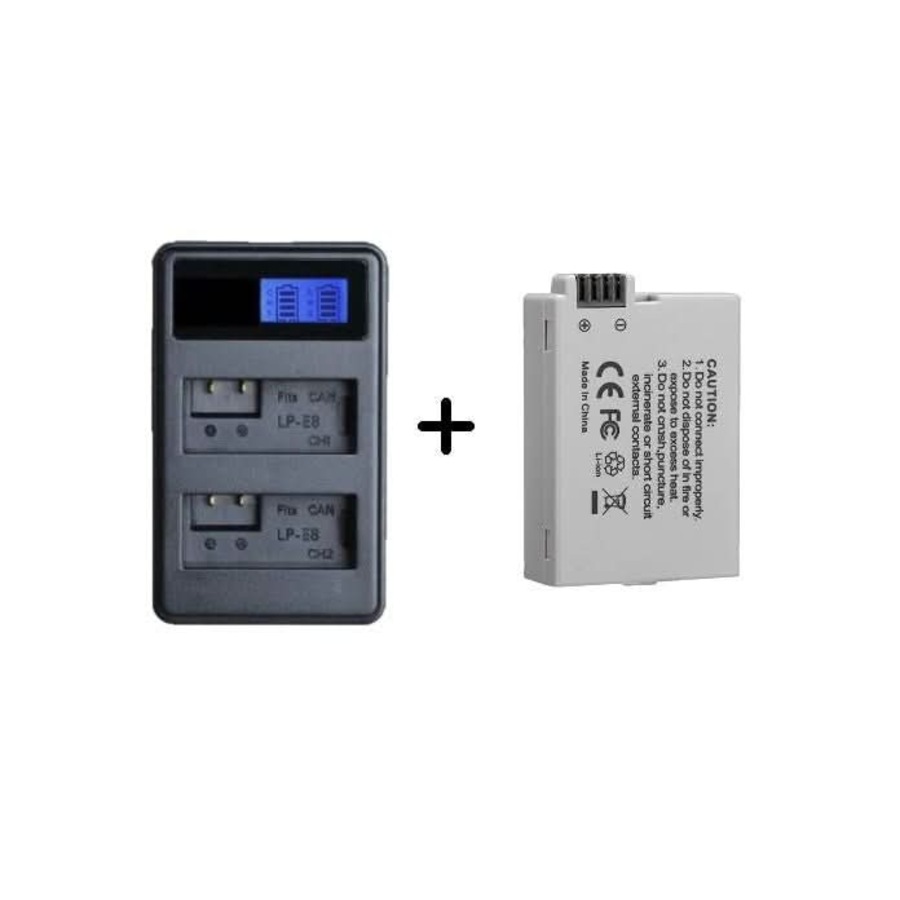 Canon Compatible LP-E8 Battery Replacement + LCD Dual Charger