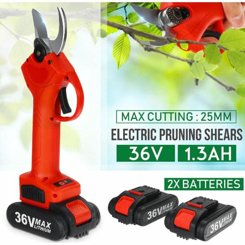 Cordless Rechargeable Electric Pruning Shears Secateur Branch Cutter + 2 Batteries Battery Mate