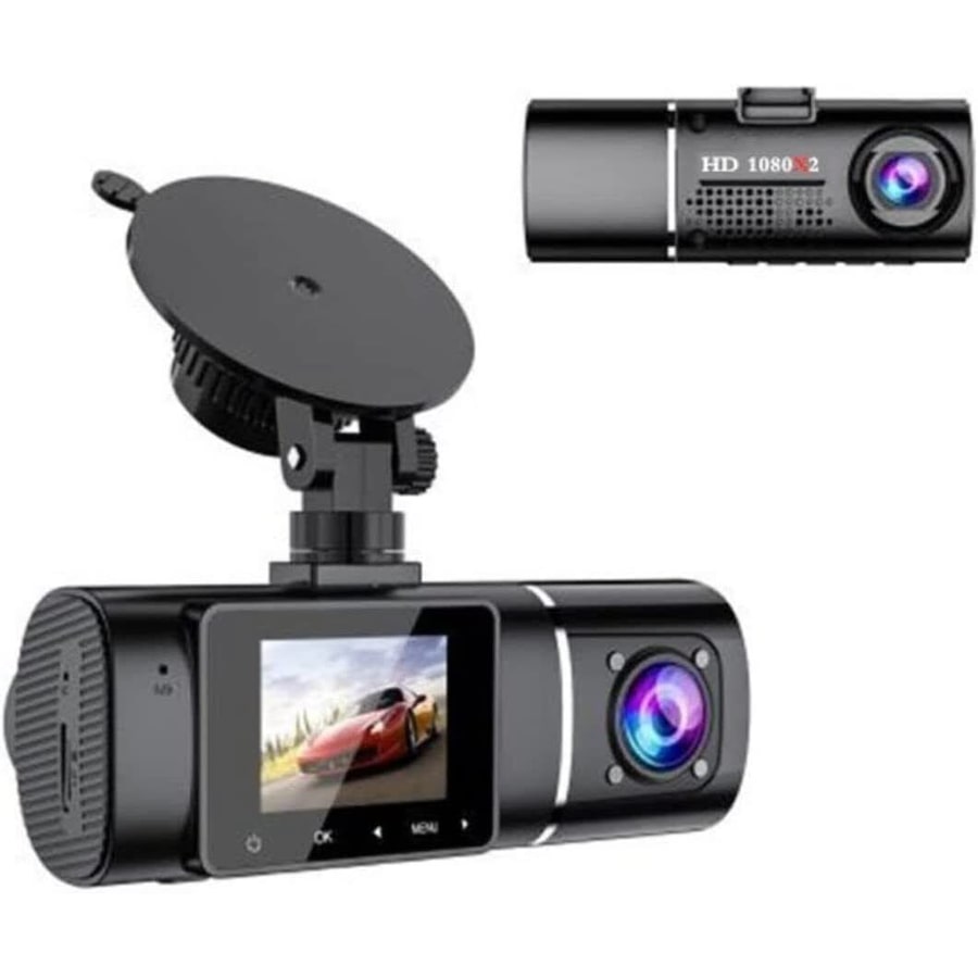 1080P Dual Dash Cam - Front & Rear Car Camera with Night Vision, HDR, Wide-Angle Lenses, G-Sensor & Parking Monitor