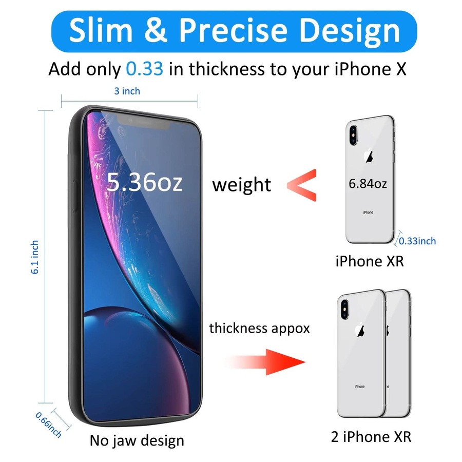 For iPhone XR Smart Battery Power Bank Charger Cover