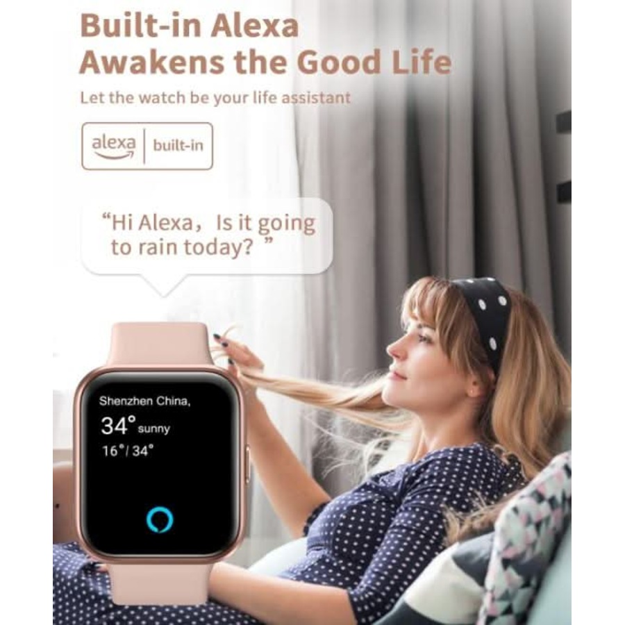 Pink Smart Watch for Women with Bluetooth Call 1.7'' Touch Screen Fitness Tracker with Heart Rate Sleep Monitor Pedometer Message Reminder Waterproof Smartwatch for Android iOS