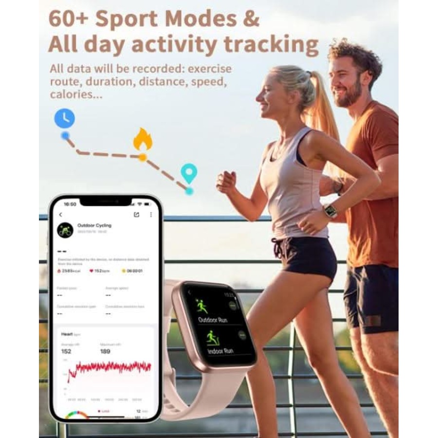 Pink Smart Watch for Women with Bluetooth Call 1.7'' Touch Screen Fitness Tracker with Heart Rate Sleep Monitor Pedometer Message Reminder Waterproof Smartwatch for Android iOS