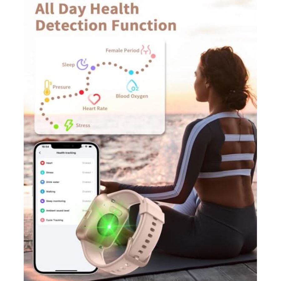 Pink Smart Watch for Women with Bluetooth Call 1.7'' Touch Screen Fitness Tracker with Heart Rate Sleep Monitor Pedometer Message Reminder Waterproof Smartwatch for Android iOS