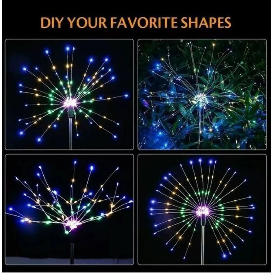 Solar Firework Light LED Garden Lights Pathway Backyard Decorative Lights 2 Modes -120LED