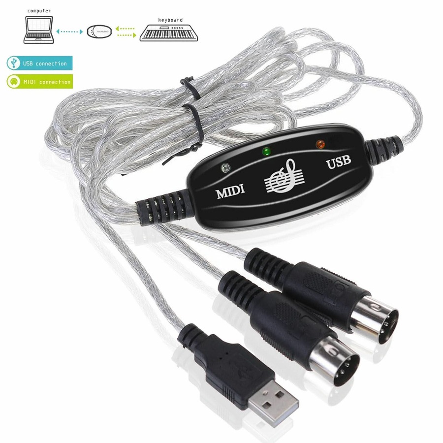 Buy USB IN-OUT MIDI Interface Cable Converter PC to Music Keyboard ...
