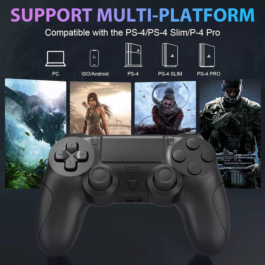 Wireless Controller Compatible For Playstation 4 PS4 Controller - BLACK