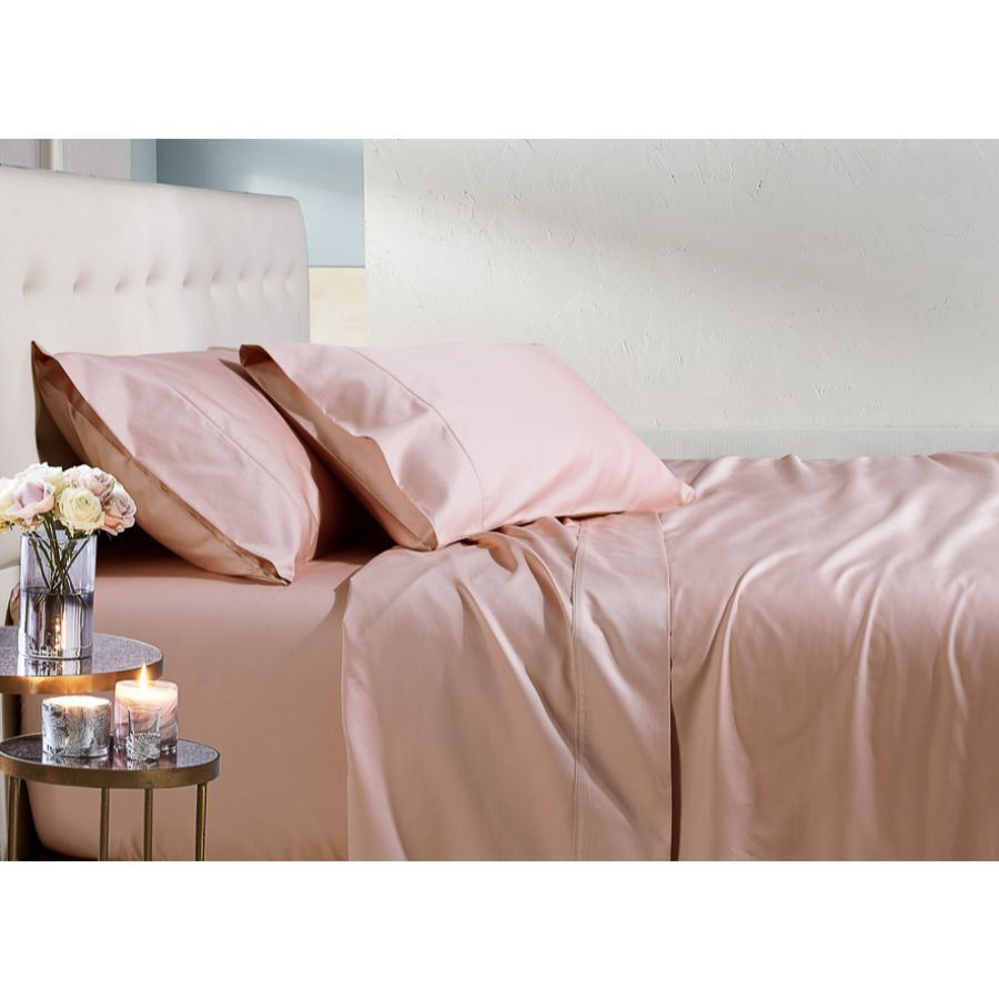 Soho 1000TC Cotton Fitted Sheet Blush Queen Bed Extra Depth