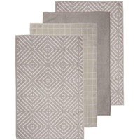 Ladelle Benton Microfibre Kitchen Tea Towels 4Pk 43cm x 68cm - Taupe