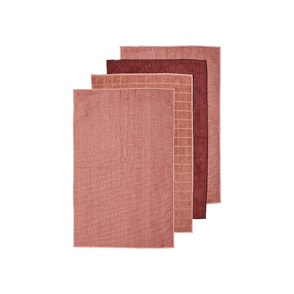 Ladelle Benson Microfibre Kitchen Tea Towels 4Pk 45cm x 70cm - Pink Sand