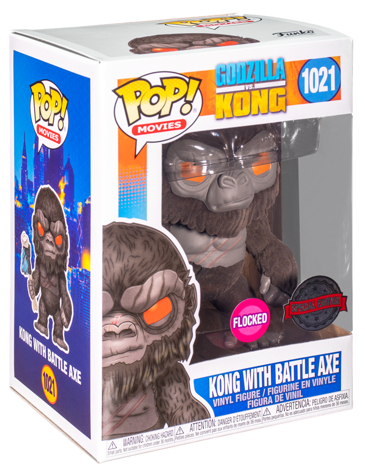 With A Battle Axe Flocked Exclusive Sticker #1021 Godzilla Vs Kong Funko POP