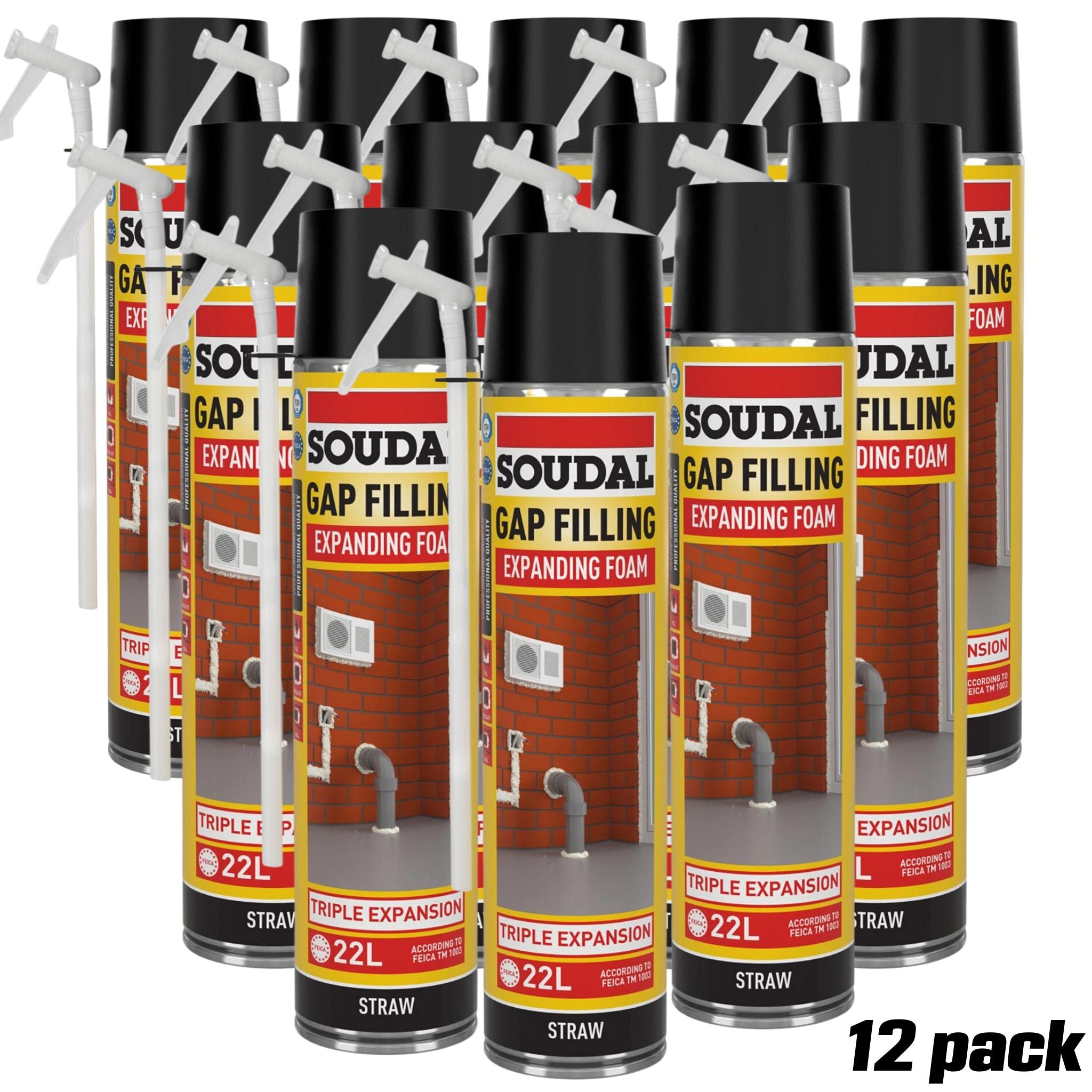 12 PACK  Soudal Gap Filling Expanding Foam 153470 500ml 