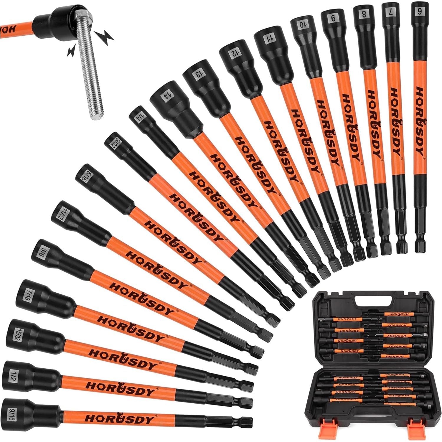 18 Piece Magnetic Nut Driver Set 1/4″ Quick Change Unbranded Australia