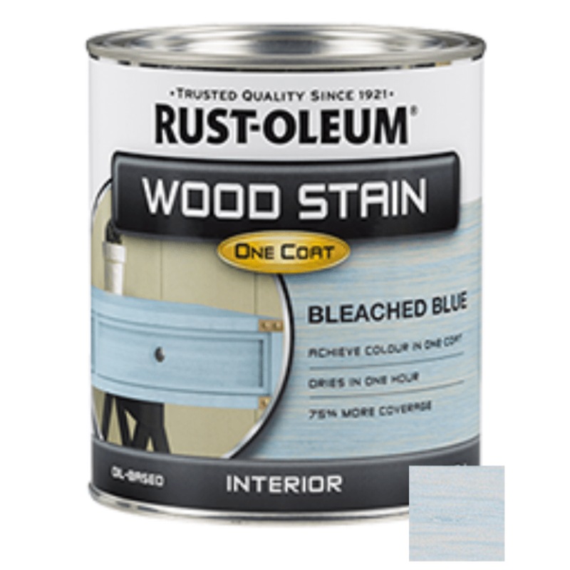 Buy RUSTOLEUM WOOD STAIN ONE COAT (Interior) 946ml Bleached Blue MyDeal
