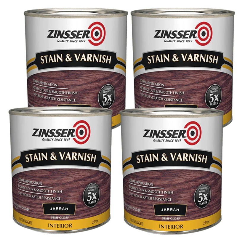 Buy (4 Tins) ZINSSER Wood Stain & Varnish 237ml Jarrah RUSTOLEUM