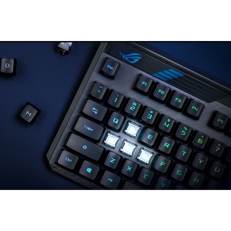 Asus ROG Claymore II Gaming Keyboard - Wired/Wireless Connectivity - USB 2.0 Type C Interface - RGB LED - Black - Opto-mechanical Keyswitch - RF - -