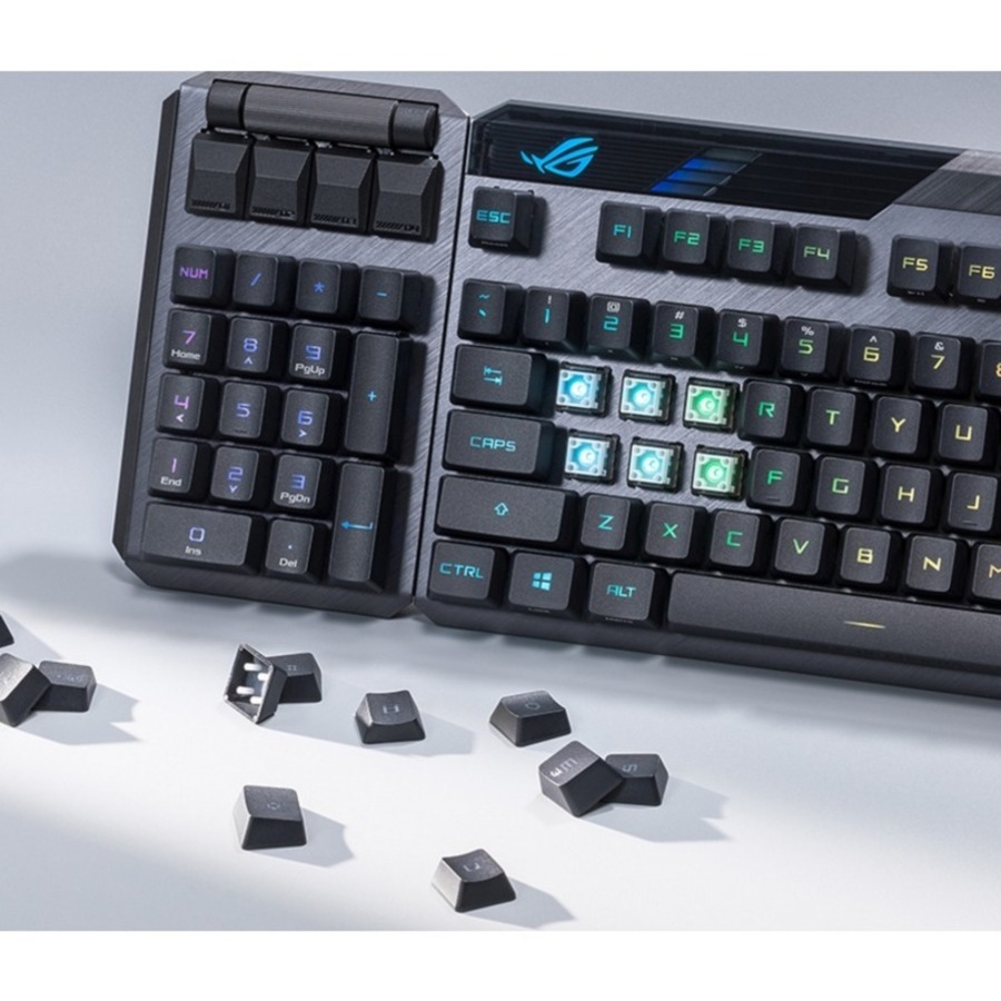 Asus ROG Claymore II Gaming Keyboard - Wired/Wireless Connectivity - USB 2.0 Type C Interface - RGB LED - Black - Opto-mechanical Keyswitch - RF - -