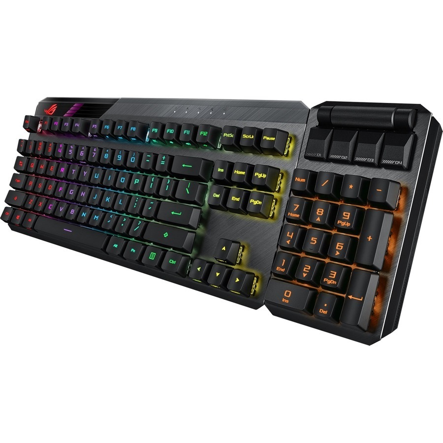 Asus ROG Claymore II Gaming Keyboard - Wired/Wireless Connectivity - USB 2.0 Type C Interface - RGB LED - Black - Opto-mechanical Keyswitch - RF - -