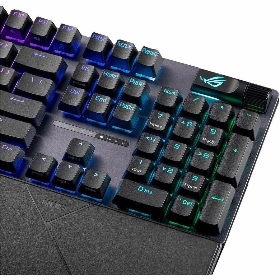 ASUS ROG Strix Scope II NX gaming keyboard with pre-lubed ROG NX STORM switches sound-dampening foam UV-coated ABS keycaps streaming hotkeys controls