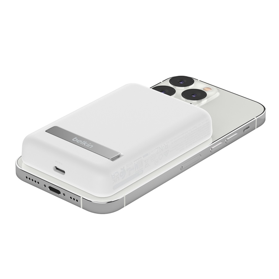 Belkin BoostCharge Magnetic Wireless Power Bank 5K + Stand - White (BPD004btWT)