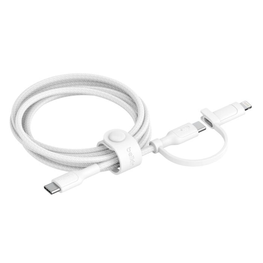 Belkin BoostCharge Pro 2-in-1 Cable With USB-C and Lightning Connector - White(CAC003fq1.5MWH),