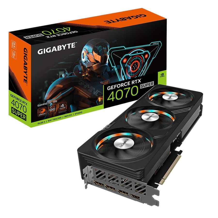 Gigabyte nVidia GeForce RTX 4070 Super GAMING OC 12GD GDDR6X Video Card, PCI-E 4.0,7168 CUDA Cores, RGB Fusion 3x DP 1.4a, 1x HDMI 2.1a